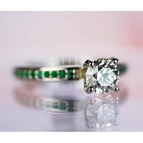 GB 150 Carats Natural Earth Mined Diamond Round Emerald Ring White Gold 14K Rings GB 150 Carats Natural Earth Mined Diamond Round Emerald Ring White Gold 14K Rings