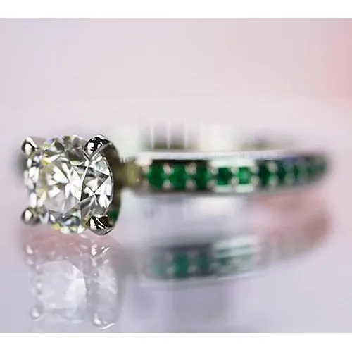 GB 150 Carats Natural Earth Mined Diamond Round Emerald Ring White Gold 14K Rings GB 150 Carats Natural Earth Mined Diamond Round Emerald Ring White Gold 14K Rings