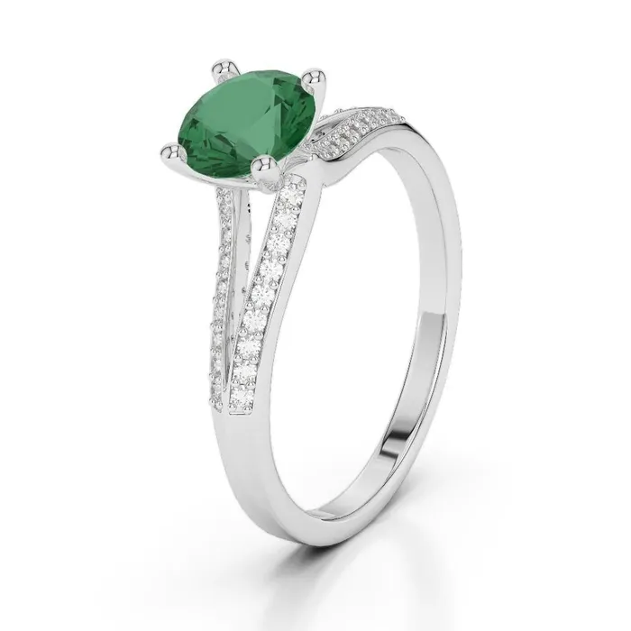 GB 3 Carats Gemstone Round Green Emerald Natural Earth Mined Diamonds Ring White Gold Rings GB 3 Carats Gemstone Round Green Emerald Natural Earth Mined Diamonds Ring White Gold Rings