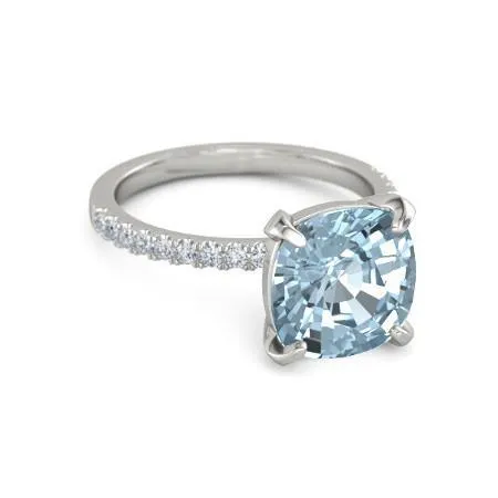 GB 870 Carats Aquamarine With Natural Earth Mined Diamonds Ring Prong Set White Gold 14K Rings GB 870 Carats Aquamarine With Natural Earth Mined Diamonds Ring Prong Set White Gold 14K Rings