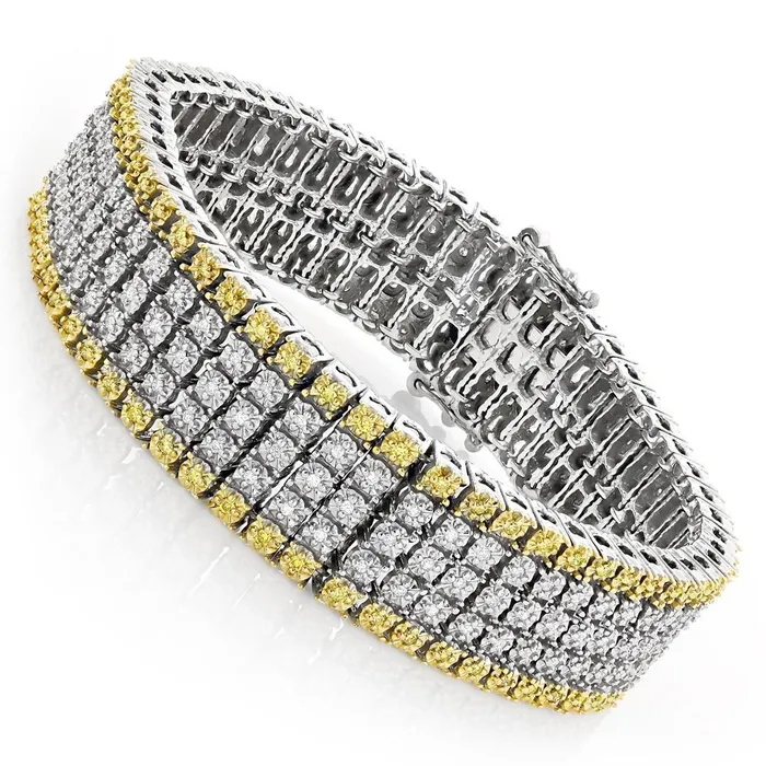 GB Bracelets 1250 Carats Yellow And White Natural Earth Mined Diamond Mens Bracelet Two Tone Gold 14K GB Bracelets 1250 Carats Yellow And White Natural Earth Mined Diamond Mens Bracelet Two Tone Gold 14K
