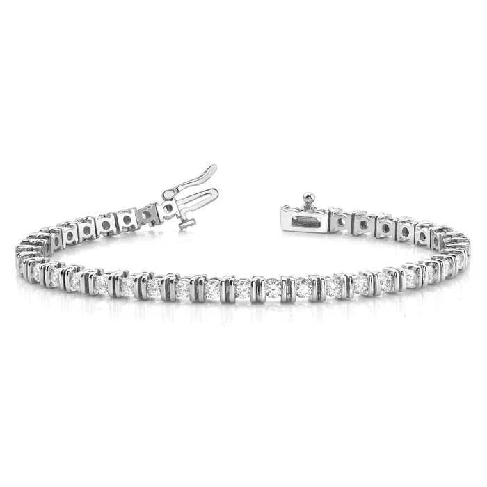 GB Bracelets Bezel Set 4 Carats Round Brilliant Cut Natural Earth Mined Diamonds Bracelet WG 14K GB Bracelets Bezel Set 4 Carats Round Brilliant Cut Natural Earth Mined Diamonds Bracelet WG 14K