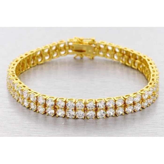 GB Bracelets Double Row Sparkling 1550 Carats Men Tennis Bracelet Yellow Gold 14K Natural Earth Mined Diamond GB Bracelets Double Row Sparkling 1550 Carats Men Tennis Bracelet Yellow Gold 14K Natural Earth Mined Diamond