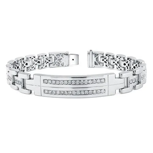 GB Bracelets Round Pave Set Natural Earth Mined Diamond Mens Bracelet Solid White Gold 14K 6 Carats GB Bracelets Round Pave Set Natural Earth Mined Diamond Mens Bracelet Solid White Gold 14K 6 Carats