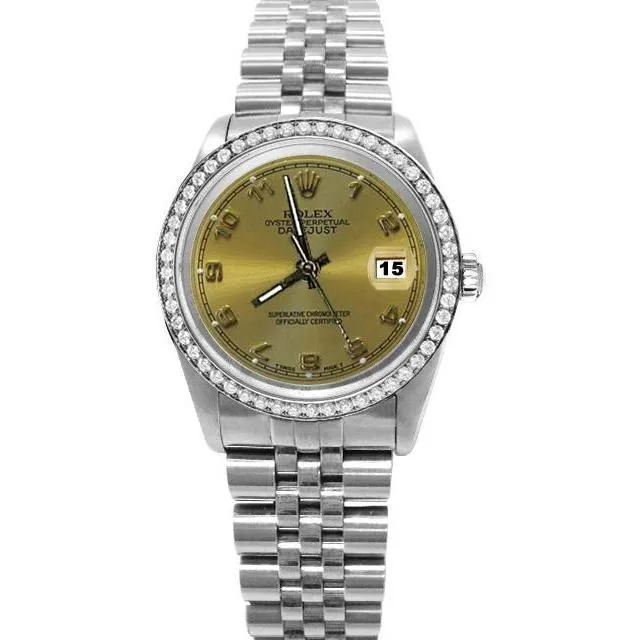 GB Bracelets Ss Jubilee Bracelet Champagne Arabic Dial Rolex Date Just Watch QUICK SET GB Bracelets Ss Jubilee Bracelet Champagne Arabic Dial Rolex Date Just Watch QUICK SET