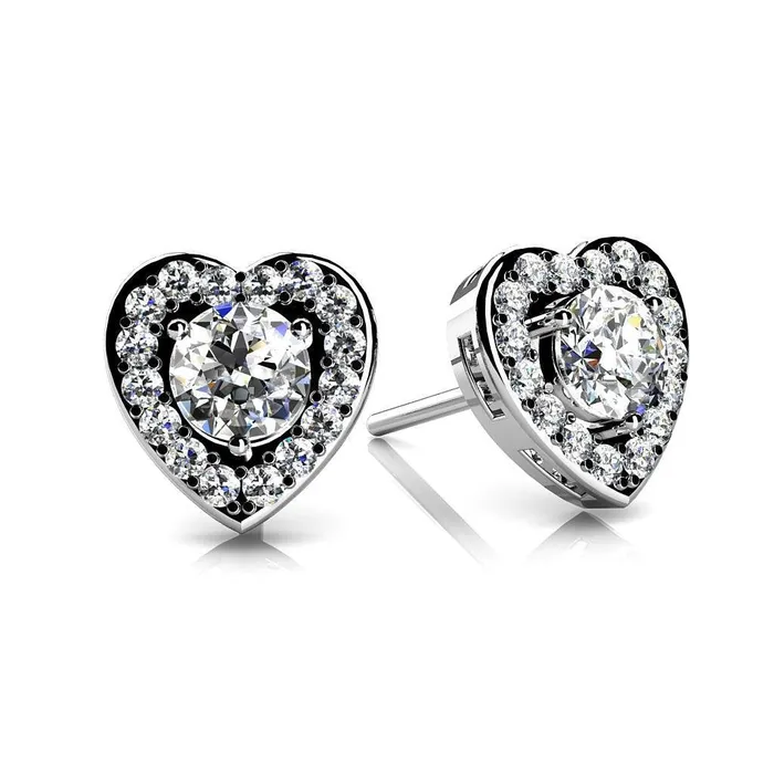GB Earrings 290 Ct Gorgeous Round Cut Natural Earth Mined Diamonds Heart Shaped Earring Halo Studs GB Earrings 290 Ct Gorgeous Round Cut Natural Earth Mined Diamonds Heart Shaped Earring Halo Studs