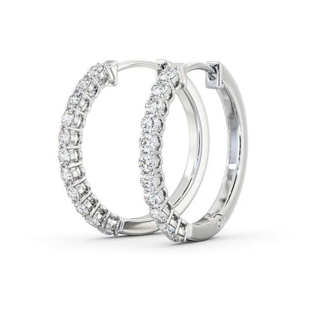 GB Earrings 4 Carats Round Natural Earth Mined Diamond Women Hoop Earring Solid White Gold GB Earrings 4 Carats Round Natural Earth Mined Diamond Women Hoop Earring Solid White Gold