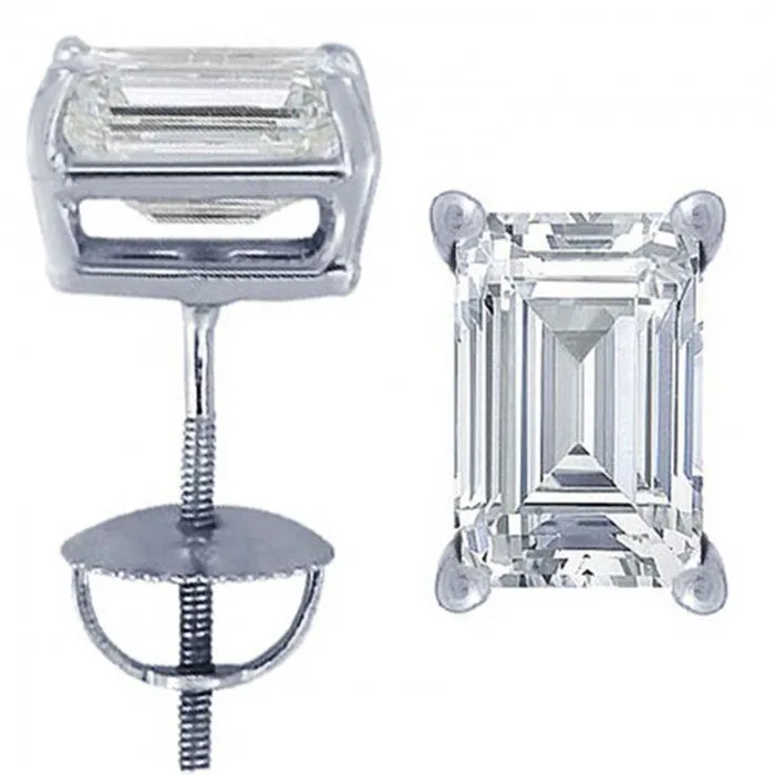 GB Earrings 5 Carats Emerald Cut Natural Earth Mined Diamond Stud Women Earring White Gold Jewelry New GB Earrings 5 Carats Emerald Cut Natural Earth Mined Diamond Stud Women Earring White Gold Jewelry New