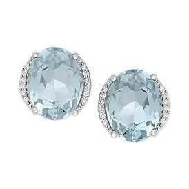 GB Earrings 636 Carats Aquamarine With Natural Earth Mined Diamonds Studs Earrings White Gold 14K GB Earrings 636 Carats Aquamarine With Natural Earth Mined Diamonds Studs Earrings White Gold 14K