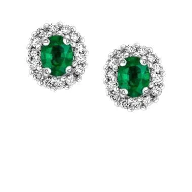 GB Earrings 640 Carats Prong Set Green Emerald And Natural Earth Mined Diamonds Studs Halo Earrings Wg 14K GB Earrings 640 Carats Prong Set Green Emerald And Natural Earth Mined Diamonds Studs Halo Earrings Wg 14K