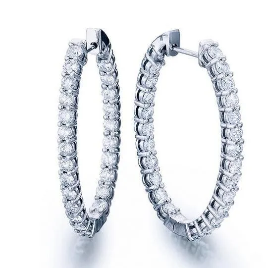 GB Earrings F Vvs1 Round Cut 480 Carats Natural Earth Mined Diamonds Hoop Earrings White Gold 14K GB Earrings F Vvs1 Round Cut 480 Carats Natural Earth Mined Diamonds Hoop Earrings White Gold 14K