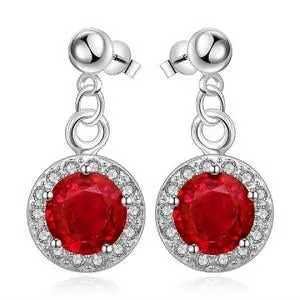 GB Earrings Ladies Dangle Earrings 670 Carats Round Cut Ruby With Natural Earth Mined Diamonds GB Earrings Ladies Dangle Earrings 670 Carats Round Cut Ruby With Natural Earth Mined Diamonds