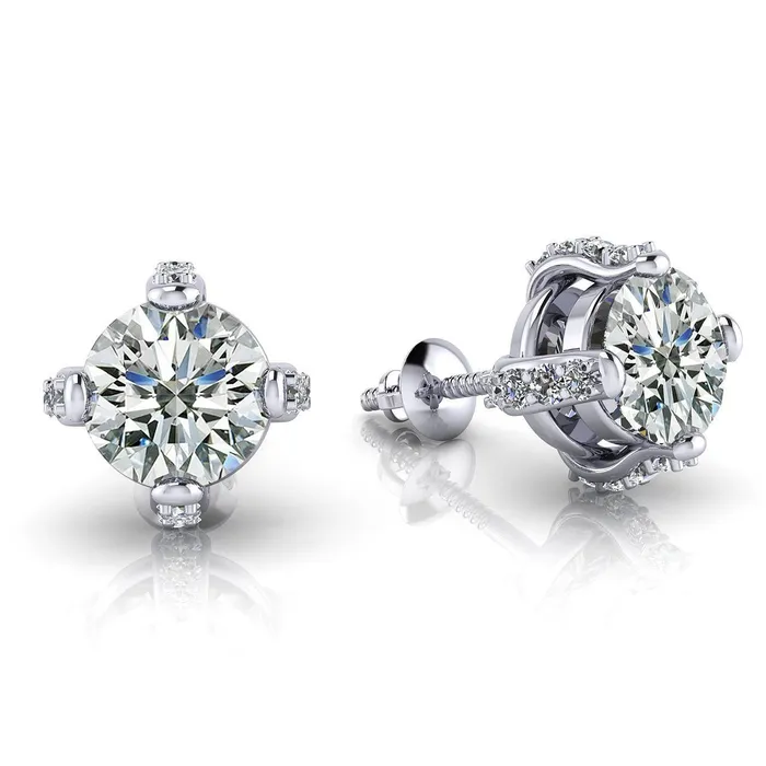 GB Earrings Stud Earrings 460 Ct Sparkling Round Cut Genuine Natural Earth Mined Diamonds GB Earrings Stud Earrings 460 Ct Sparkling Round Cut Genuine Natural Earth Mined Diamonds