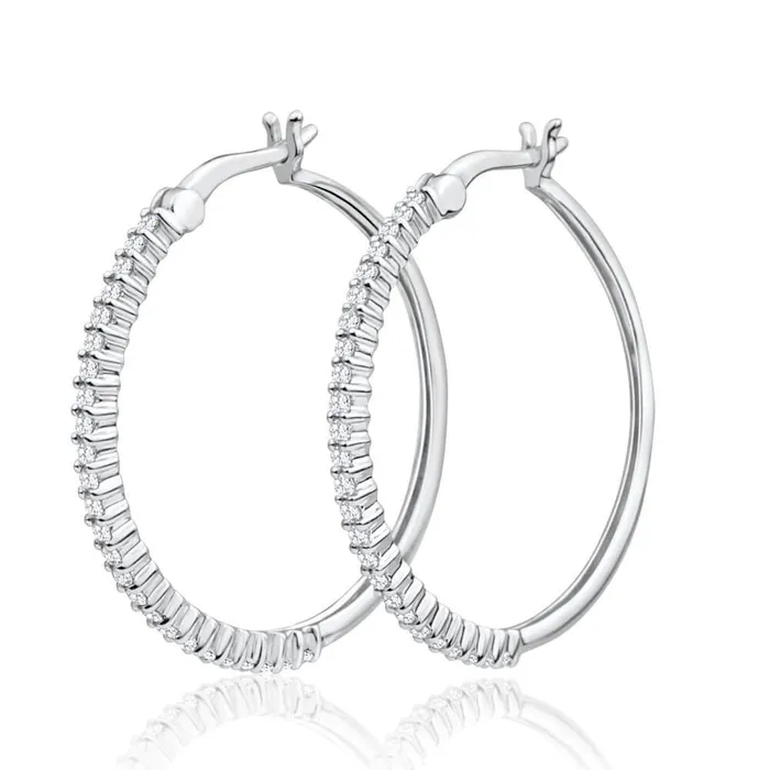 GB Earrings White Gold 14K Round Cut Real Natural Earth Mined Diamonds 250 Carats Hoop Earrings New GB Earrings White Gold 14K Round Cut Real Natural Earth Mined Diamonds 250 Carats Hoop Earrings New