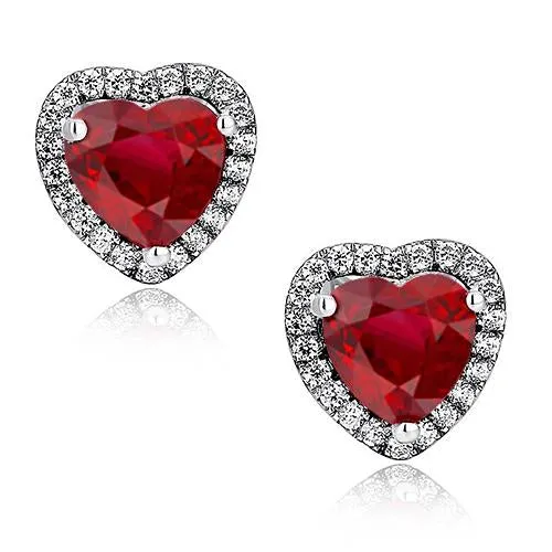 GB Heart Shape Red Ruby And Natural Earth Mined Diamond Stud Earring 450 Carats 14K Gold Earrings GB Heart Shape Red Ruby And Natural Earth Mined Diamond Stud Earring 450 Carats 14K Gold Earrings