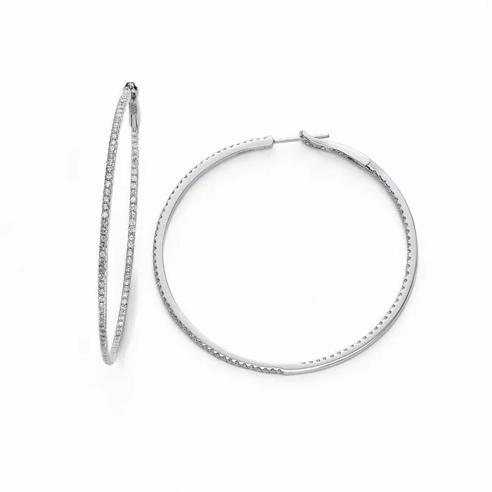 GB Hoop Earrings White Gold 14K Round Cut Small 180 Ct Natural Earth Mined Diamonds Ladies Earrings GB Hoop Earrings White Gold 14K Round Cut Small 180 Ct Natural Earth Mined Diamonds Ladies Earrings