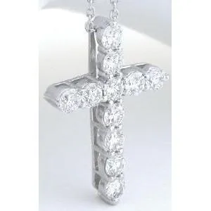GB Necklaces 330 Ct Round Cut Natural Earth Mined Diamond Cross Pendant 14K White Gold