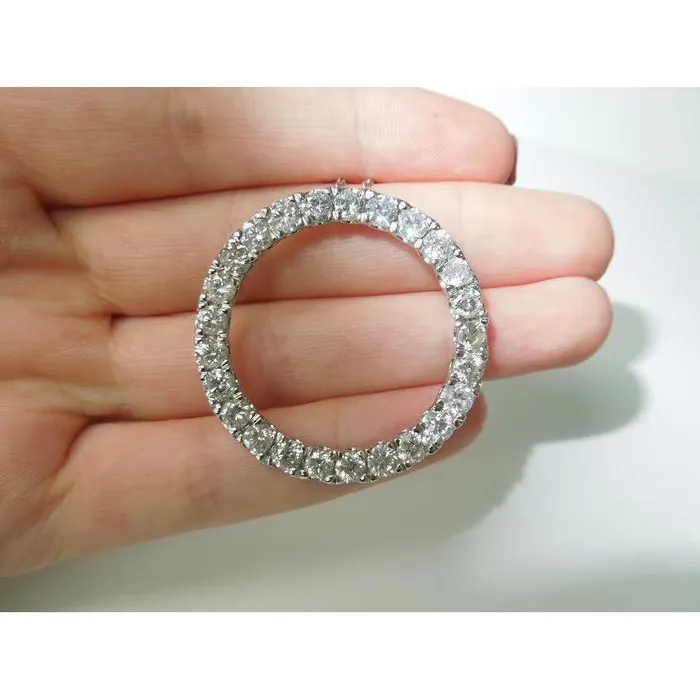 GB Necklaces 875 Carats Ladies Circle Of Life Natural Earth Mined Diamond Pendant White Gold Jewelry GB Necklaces 875 Carats Ladies Circle Of Life Natural Earth Mined Diamond Pendant White Gold Jewelry
