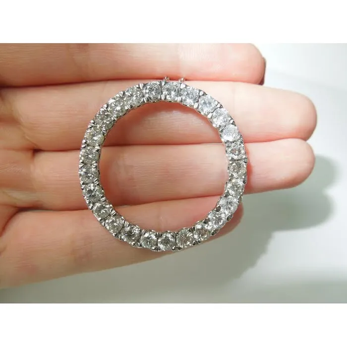 GB Necklaces 875 Carats Ladies Circle Of Life Natural Earth Mined Diamond Pendant White Gold Jewelry