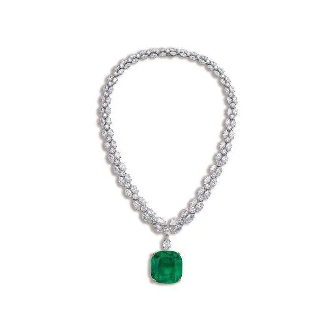 GB Necklaces Green Emerald With Natural Earth Mined Diamonds Women Necklace White Gold 14K 48 Ct GB Necklaces Green Emerald With Natural Earth Mined Diamonds Women Necklace White Gold 14K 48 Ct