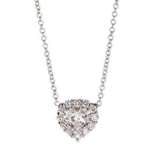 GB Necklaces Heart And Round Natural Earth Mined Diamond Ladies Necklace Solid White Gold Jewelry 5 Ct GB Necklaces Heart And Round Natural Earth Mined Diamond Ladies Necklace Solid White Gold Jewelry 5 Ct