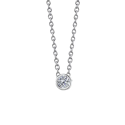 GB Necklaces Sparkling Natural Earth Mined Diamond Pendant Necklace 050 Carats Bezel Set WG 14K New GB Necklaces Sparkling Natural Earth Mined Diamond Pendant Necklace 050 Carats Bezel Set WG 14K New
