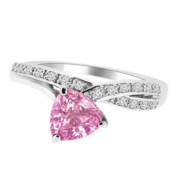GB Rings 140 Carats Trillion Cut Pink Sapphire Natural Earth Mined Diamond Ring White Gold 14K GB Rings 140 Carats Trillion Cut Pink Sapphire Natural Earth Mined Diamond Ring White Gold 14K