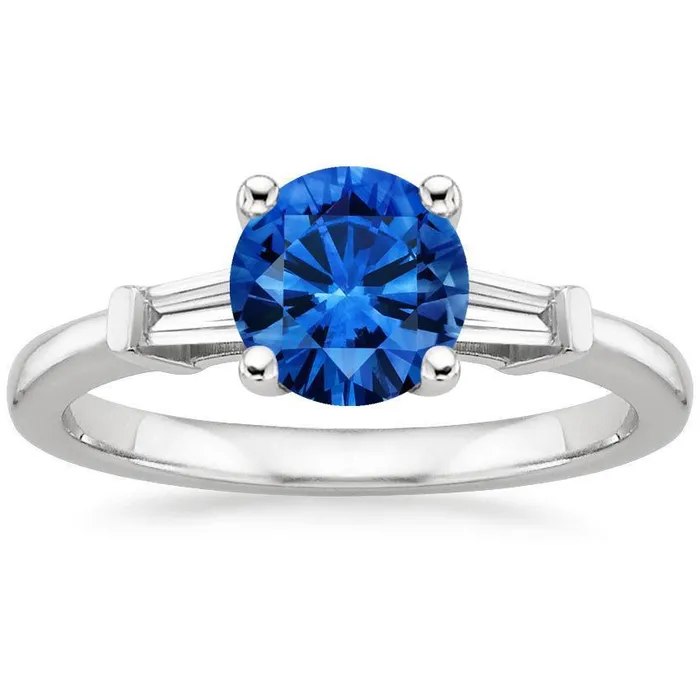 GB Rings 15 Ct Sri Lanka Sapphire And Baguette Natural Earth Mined Diamond 3 Stone Ring GB Rings 15 Ct Sri Lanka Sapphire And Baguette Natural Earth Mined Diamond 3 Stone Ring