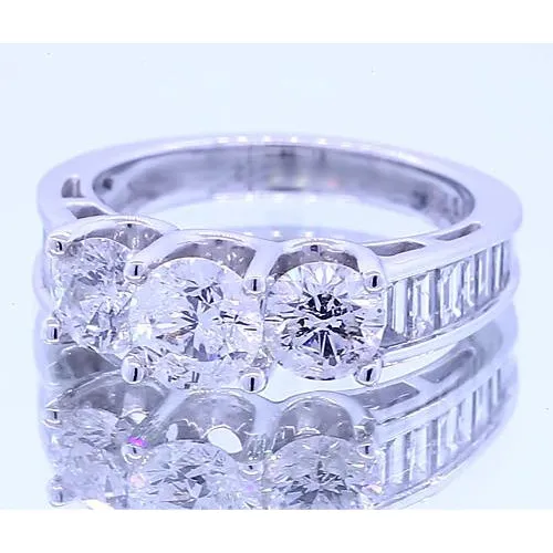 GB Rings 250 Carats Round 3 Stone Natural Earth Mined Diamond Engagement Ring White Gold 14K GB Rings 250 Carats Round 3 Stone Natural Earth Mined Diamond Engagement Ring White Gold 14K