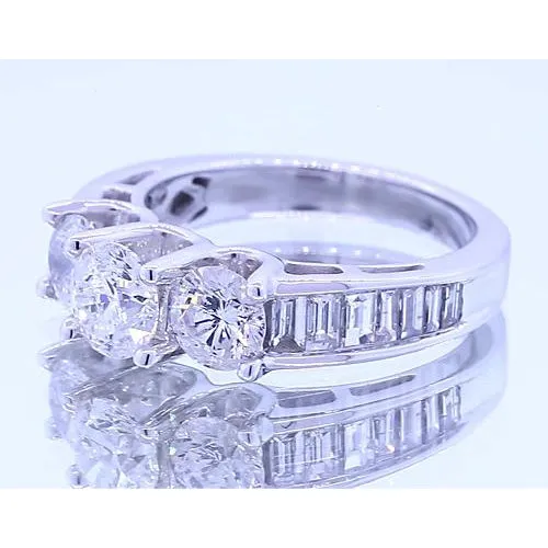 GB Rings 250 Carats Round 3 Stone Natural Earth Mined Diamond Engagement Ring White Gold 14K GB Rings 250 Carats Round 3 Stone Natural Earth Mined Diamond Engagement Ring White Gold 14K