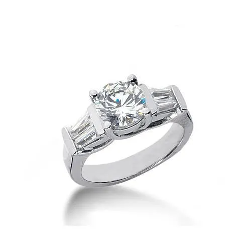 GB Rings 2 Ct Round Baguette Natural Earth Mined Diamonds Ring Three Stone Style GB Rings 2 Ct Round Baguette Natural Earth Mined Diamonds Ring Three Stone Style