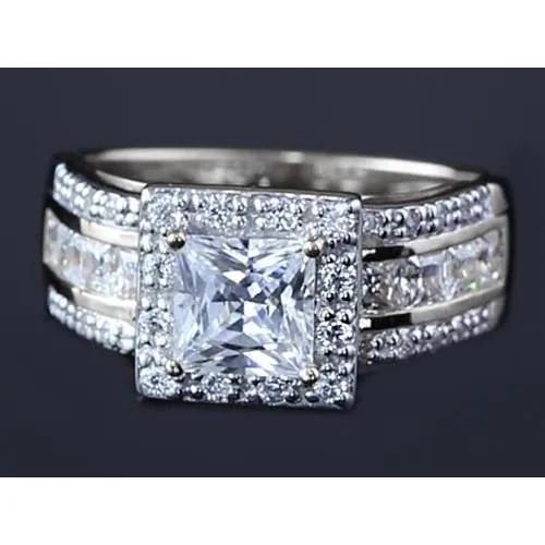 GB Rings 350 Carats Princess Cut Natural Earth Mined Diamond Ring White Gold 14K GB Rings 350 Carats Princess Cut Natural Earth Mined Diamond Ring White Gold 14K