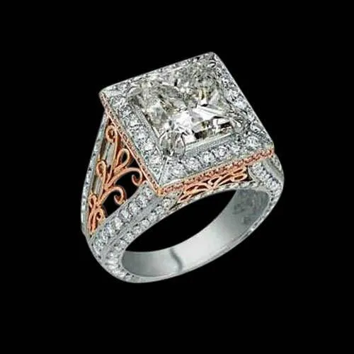 GB Rings 376 Ct Natural Earth Mined Diamonds Engagement Fancy Ring Halo Two Tone Gold New GB Rings 376 Ct Natural Earth Mined Diamonds Engagement Fancy Ring Halo Two Tone Gold New
