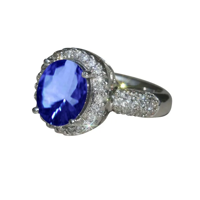 GB Rings 440 Carat Ceylon Sapphire Pave Natural Earth Mined Diamonds Anniversary Ring Solid WG 14K GB Rings 440 Carat Ceylon Sapphire Pave Natural Earth Mined Diamonds Anniversary Ring Solid WG 14K