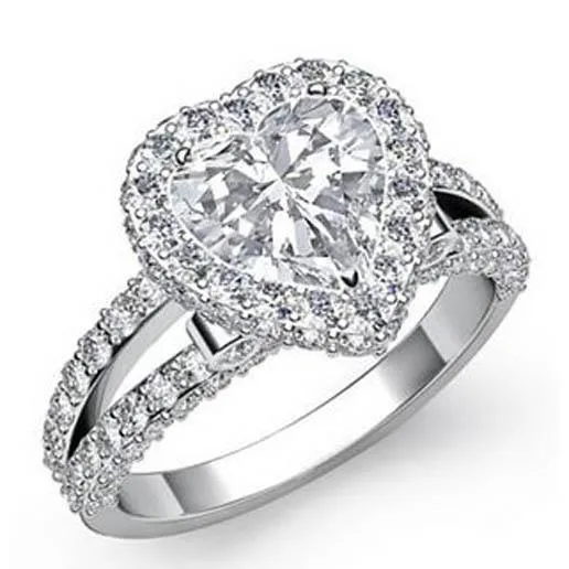 GB Rings 650 Carats Gorgeous Heart Cut Halo Natural Earth Mined Diamond Ring Gold 14K GB Rings 650 Carats Gorgeous Heart Cut Halo Natural Earth Mined Diamond Ring Gold 14K