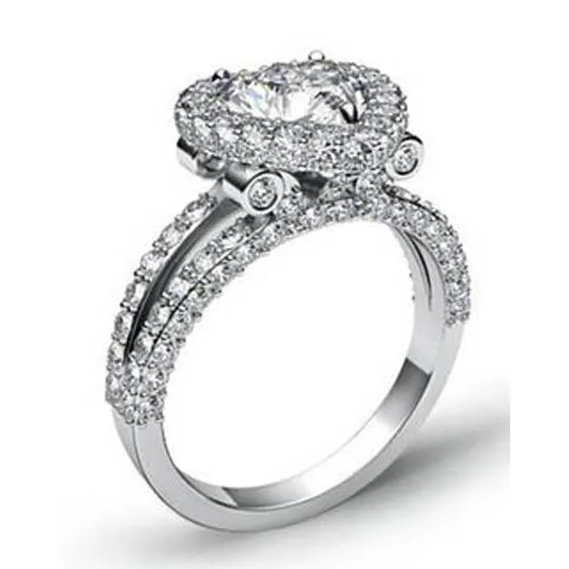 GB Rings 650 Carats Gorgeous Heart Cut Halo Natural Earth Mined Diamond Ring Gold 14K