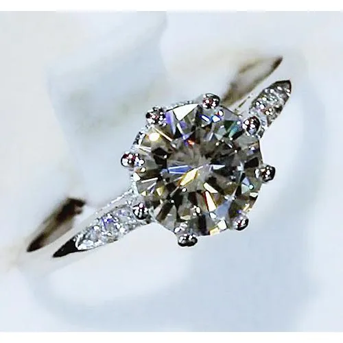 GB Rings Engagement Ring Three Stone Round Natural Earth Mined Diamond 3 Carats White Gold GB Rings Engagement Ring Three Stone Round Natural Earth Mined Diamond 3 Carats White Gold
