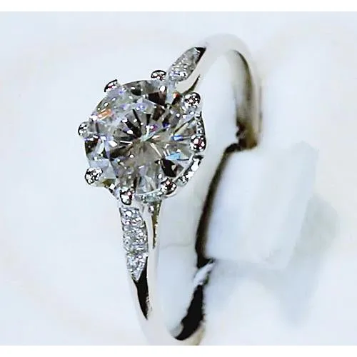 GB Rings Engagement Ring Three Stone Round Natural Earth Mined Diamond 3 Carats White Gold GB Rings Engagement Ring Three Stone Round Natural Earth Mined Diamond 3 Carats White Gold