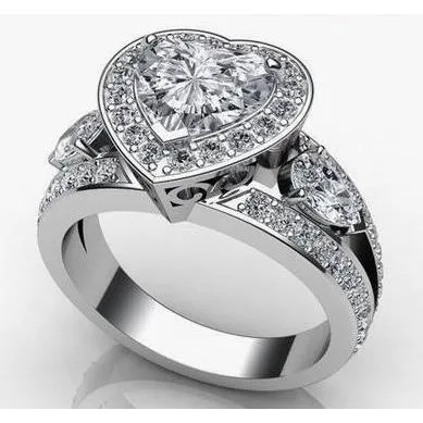GB Rings Halo Natural Earth Mined Diamond Three Stone Style Wedding Ring Gold 14K GB Rings Halo Natural Earth Mined Diamond Three Stone Style Wedding Ring Gold 14K