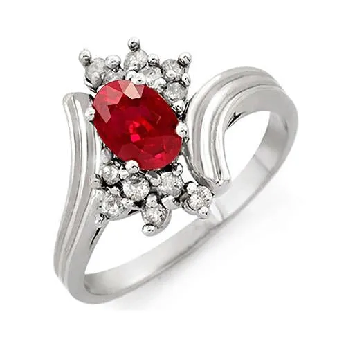 GB Rings Red Oval Ruby And Natural Earth Mined Diamond Anniversary Ring White Gold 14K 150 Ct GB Rings Red Oval Ruby And Natural Earth Mined Diamond Anniversary Ring White Gold 14K 150 Ct