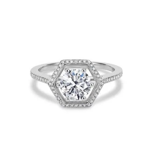GB Rings Round 256 Carats Natural Earth Mined Diamond Engagement Ring Halo GB Rings Round 256 Carats Natural Earth Mined Diamond Engagement Ring Halo