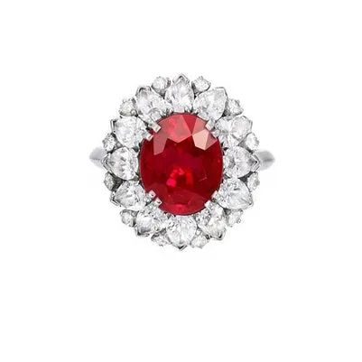 GB Rings Round And Pear Cut Natural Earth Mined Diamonds With Ruby Ring 1775 Ct White Gold 14K GB Rings Round And Pear Cut Natural Earth Mined Diamonds With Ruby Ring 1775 Ct White Gold 14K