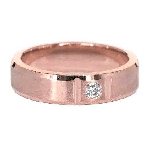 GB Rings Satin Finish Gypsy Mens Ring 025 Carats Rose Gold 14K Natural Earth Mined Diamond GB Rings Satin Finish Gypsy Mens Ring 025 Carats Rose Gold 14K Natural Earth Mined Diamond