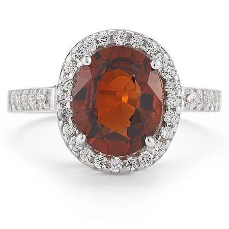 GB Rings Solitaire With Accent 1140 Ct Garnet And Natural Earth Mined Diamonds Ring White Gold 14K GB Rings Solitaire With Accent 1140 Ct Garnet And Natural Earth Mined Diamonds Ring White Gold 14K