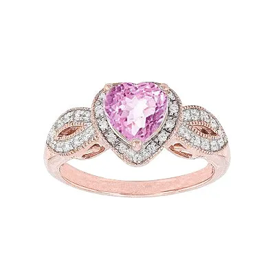 GB Rose Gold Heart Kunzite With Round Natural Earth Mined Diamonds 1310 Ct Ladies Ring Rings GB Rose Gold Heart Kunzite With Round Natural Earth Mined Diamonds 1310 Ct Ladies Ring Rings