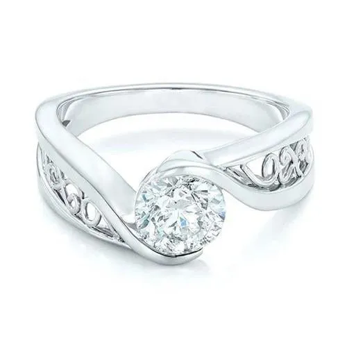GB Solitaire Round Shape 2 Carats Genuine Natural Earth Mined Diamond Engagement Ring Rings GB Solitaire Round Shape 2 Carats Genuine Natural Earth Mined Diamond Engagement Ring Rings