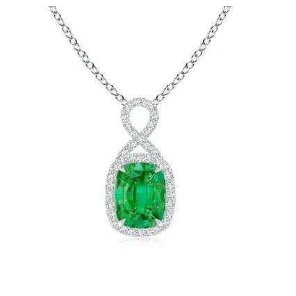 GB Women Necklace 765 Carats Green Emerald And Natural Earth Mined Diamonds White Gold 14K Necklaces GB Women Necklace 765 Carats Green Emerald And Natural Earth Mined Diamonds White Gold 14K Necklaces