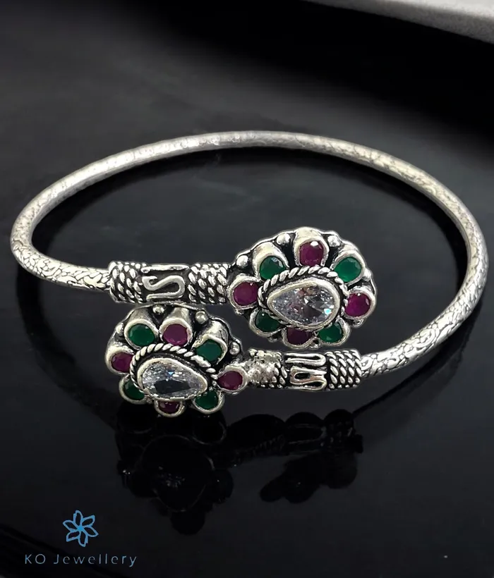 Gemstone The Pujita Silver Openable Gemstone Bracelet Bracelets