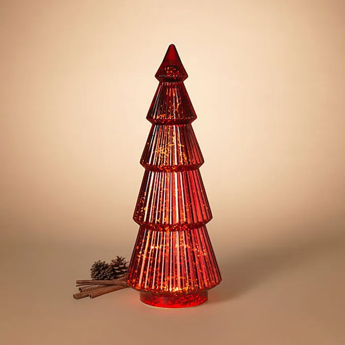 Gerson Company Necklaces Gerson Company BO Lighted Hand Blown Red Mercury Glass Tree
