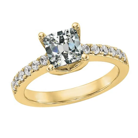 Gold Solitaire Ring With Accents Cushion Old Cut Natural Earth Mined Diamond 450 Carats HarryChadEntcom Rings Gold Solitaire Ring With Accents Cushion Old Cut Natural Earth Mined Diamond 450 Carats HarryChadEntcom Rings